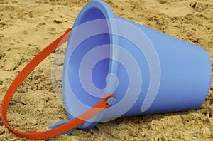 Blue Sand Bucket with red handle, Children`s Beach toy