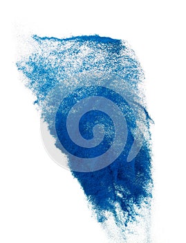 Blue Sand Storm desert with wind blow spin swirl around. Blue sand tornado storm with high wind. Fine Sand circle around, White