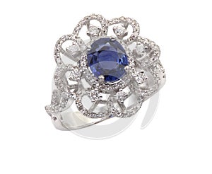  Blue Sapphire and Diamond Ring