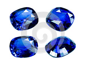 Blue sapphire isolated on white