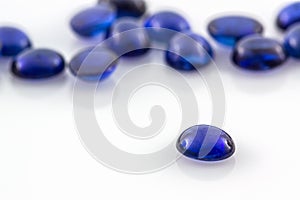 Blue sapphire on white background.