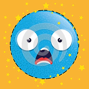 Blue scared emoji emoticon character