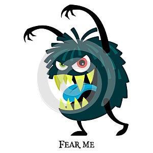 Blue scary monster for t-shirt design