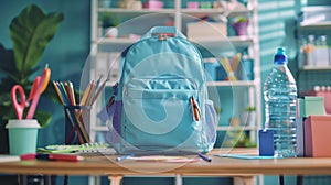 The blue school backpack.AI generated image