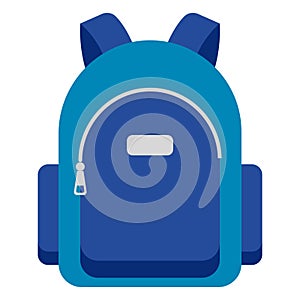 Blue school backpack icon. Vector