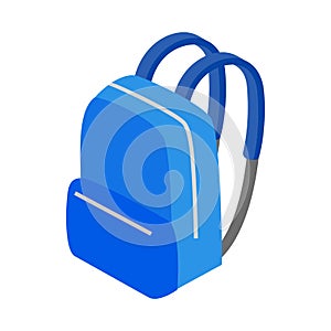 Blue school bag icon, isometric 3d style