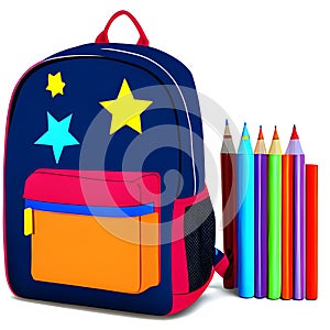 Blue Schoolbag colored pencils Clip art