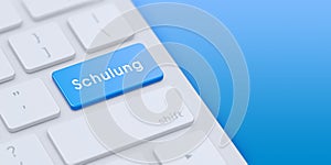 Blue Schulung Button concept image