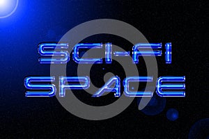 Blue sci-fi and space technology text effect background