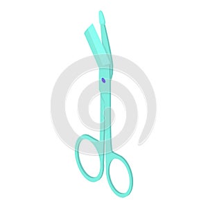 Blue scissors icon, isometric 3d style