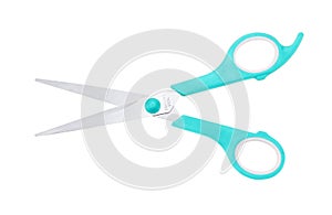 Blue scissors isolated on a white