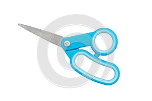 Blue scissors isolated on white
