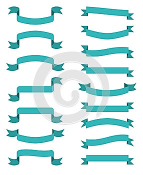 Blue scroll banners. Vector waving ribbons