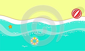 Blue sea and beach summer banner background