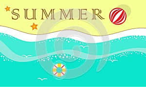 Blue sea and beach summer banner background
