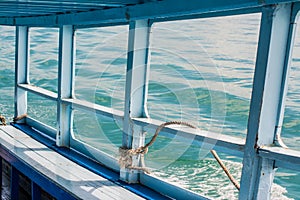 Blue sea on the boat photo