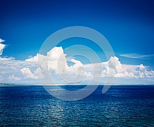 Blue Sea with Clouds Reflection. Adriatic Seascape