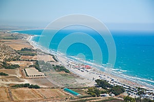 Blue sea of Cyprus and beautiful long beach