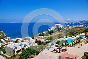 Blue sea at hotel in Aghia Pelagia (Crete), Greece