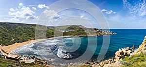 Blue sea of the island of Gozo in Malta