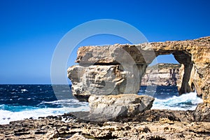 Blue sea of the island of Gozo in Malta