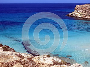 BLUE sea of the LAMPEDUSA island in Italy