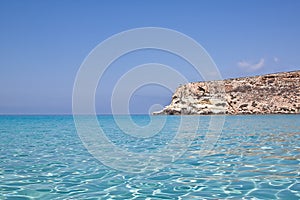 Blue sea of Lampedusa, Sicily.