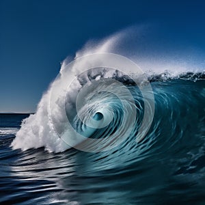 blue sea liquid cool ocean nature crash water wave surfing. Generative AI.