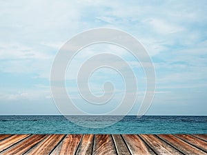 Blue sea/ocean and clouds sky abstract background in Thailand.