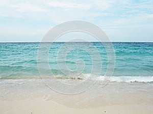 Blue sea/ocean and clouds sky abstract background in Thailand.