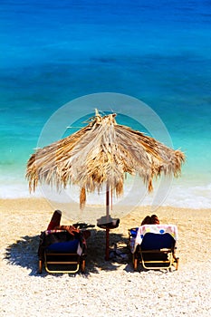 Blue sea parasol