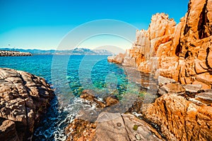 Blue sea in Rocce Rosse shore photo