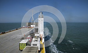 Blue sea and skies/ferry to Normandy.