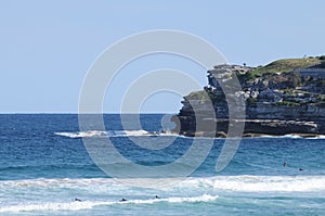 Blue sea in a sunny day at Bondi Beach Sydney Australia