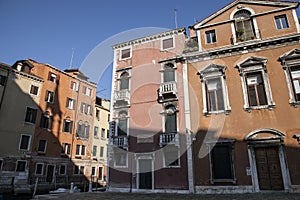 Blue sea - Venice, Italy/historic buildings in the sunlight.