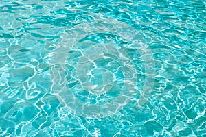 Blue sea water or water in the pool close-up, texture, background