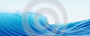 Blue sea wave banner. Water flow abstract background