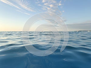 Blue Sea wave and cloud sky. Relax Nature water background