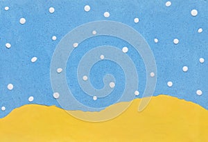 Blue sea wave and sand background made from plasticine