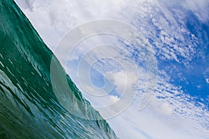 Blue sea wave and sky abstract background. Beautiful seascape on diagonal composition.
