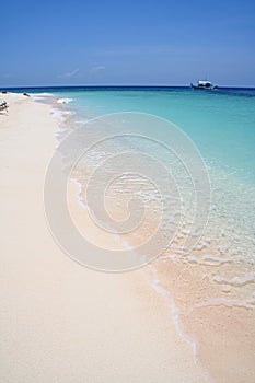 blue sea white beach desert island background