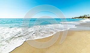 Blue sea and white sand in Laguna Beach