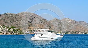 Blue sea and yacht in Turkeys Bodrum