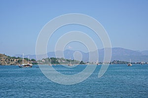 Blue sea yachts, bays of Fethiye, Mugla, Turke