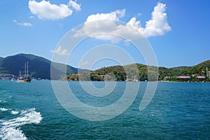 Blue sea yachts, bays of Fethiye, Mugla, Turkey