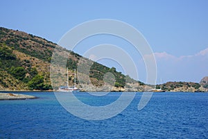 Blue sea yachts, bays of Fethiye, Mugla, Turkey
