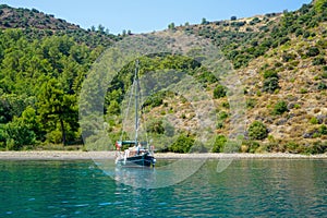 Blue sea yachts, bays of Fethiye, Mugla, Turkey