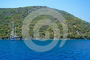 Blue sea yachts, bays of Fethiye, Mugla, Turkey