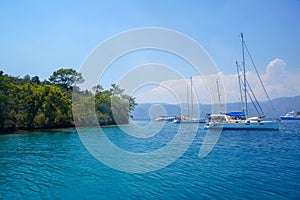 Blue sea yachts, bays of Fethiye, Mugla, Turkey