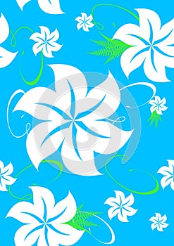 Blue seamless aloha Hawaiian pattern